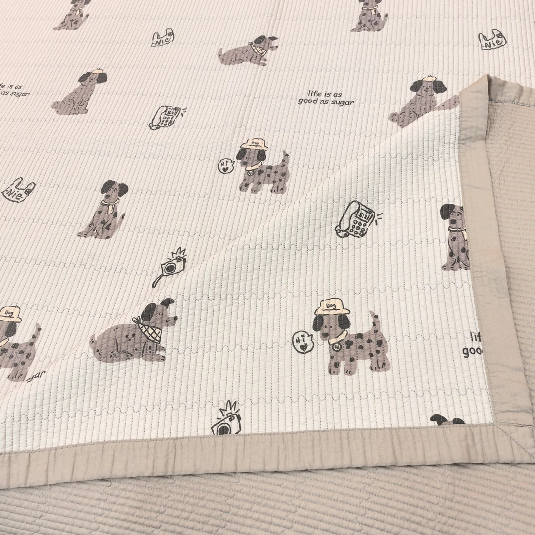 【淘气狗绗缝】高端天丝+羽丝棉贡缎双用绗缝超柔床盖春夏床盖