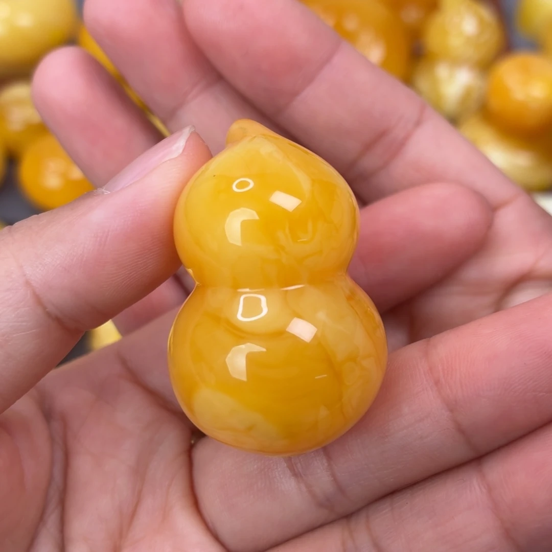 蜜蜡未镶嵌吊坠(不含链)奶橘浓蜡葫芦