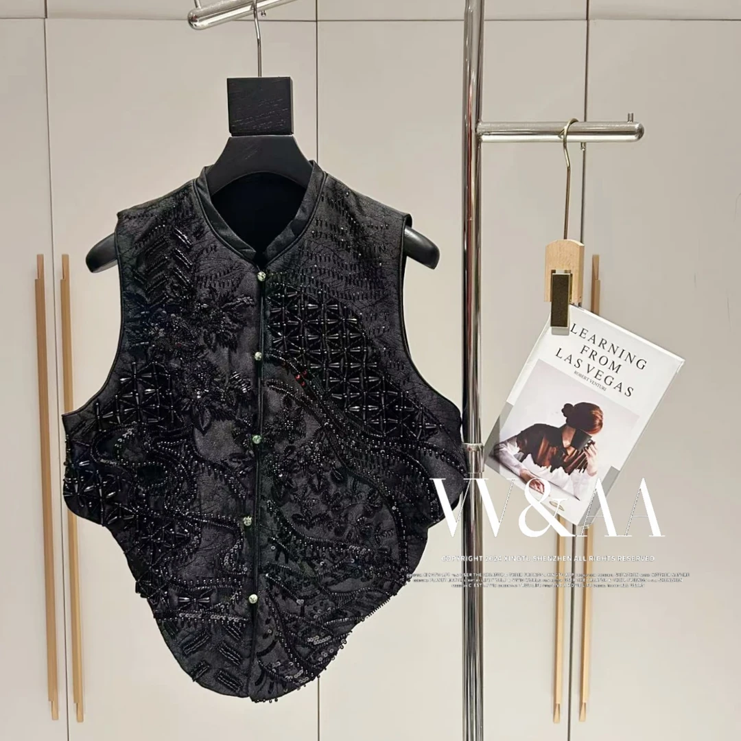 VV&AA 月下歌 春秋新款高定设计感重工钉珠马甲 LJ3865