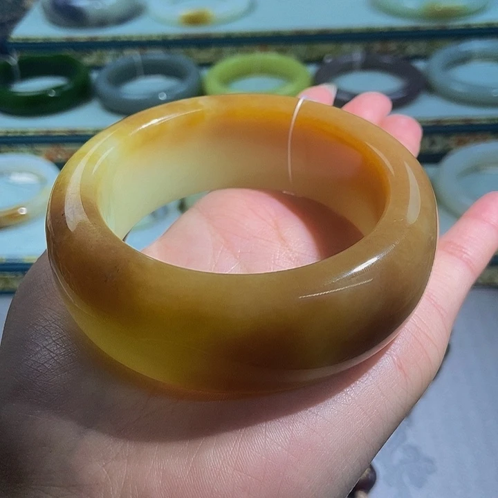 和田玉和田玉银S925镀金镶嵌顺**水若羌黄口带糖61➕