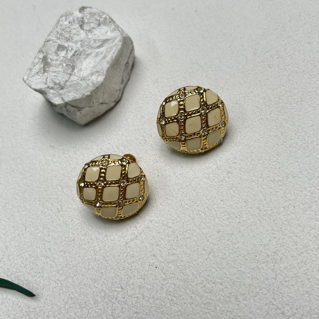 铜合金珐琅耳饰 【六六中古】孤品复古耳夹ap7697