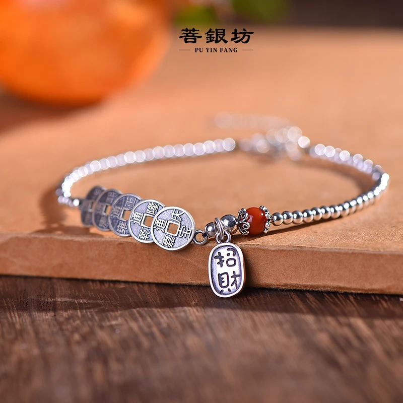 925银脚链  【菩银坊】 钱币脚链 民族风  复古