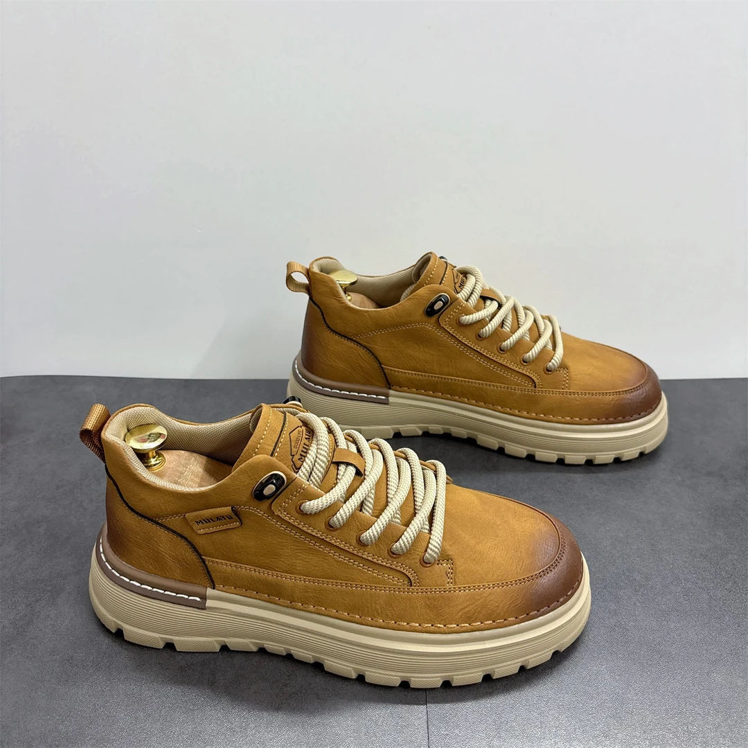 法莎尼亚新款轻奢复古擦色港风男款休闲运动鞋英伦风厚底增高板鞋