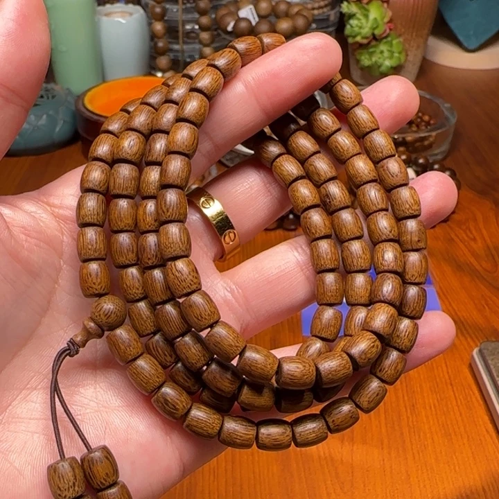 沉香手串芽庄金丝兰花结紫奇