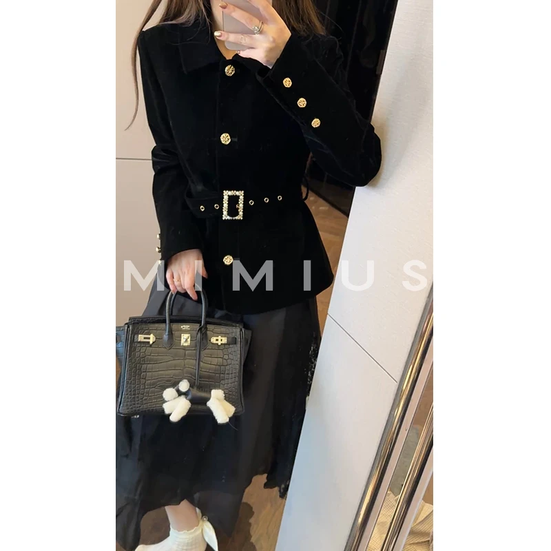 【mimius】P 秋日西雅图 高端丝绒收腰重工外套 G09007