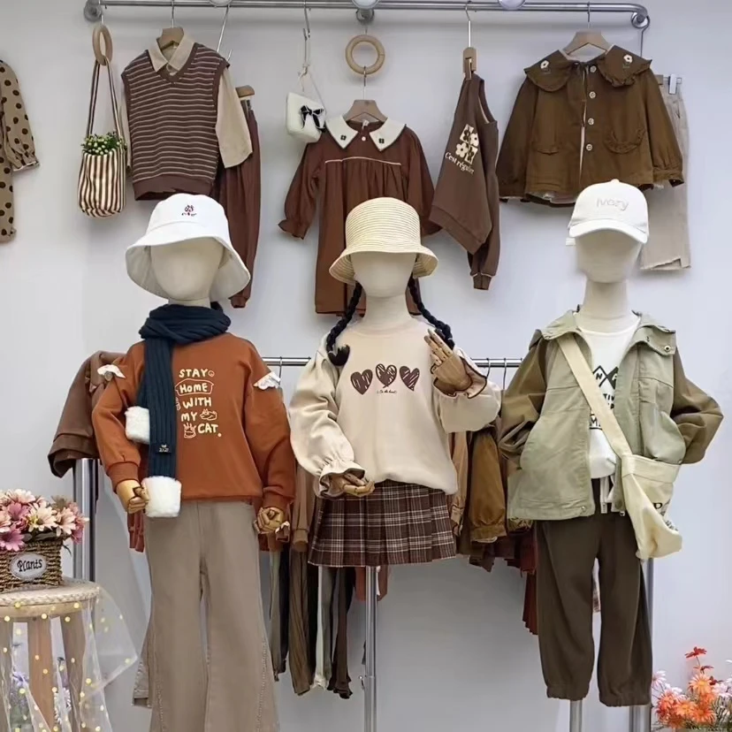 A4745#CYX-NX-112074童装杏色卫衣