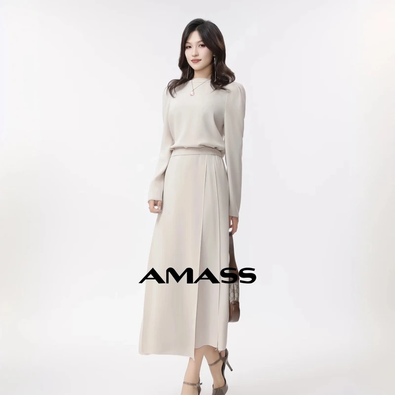 AMASHI/阿玛施 夏日法式A字裙新款气质百搭黑色半身裙女520058