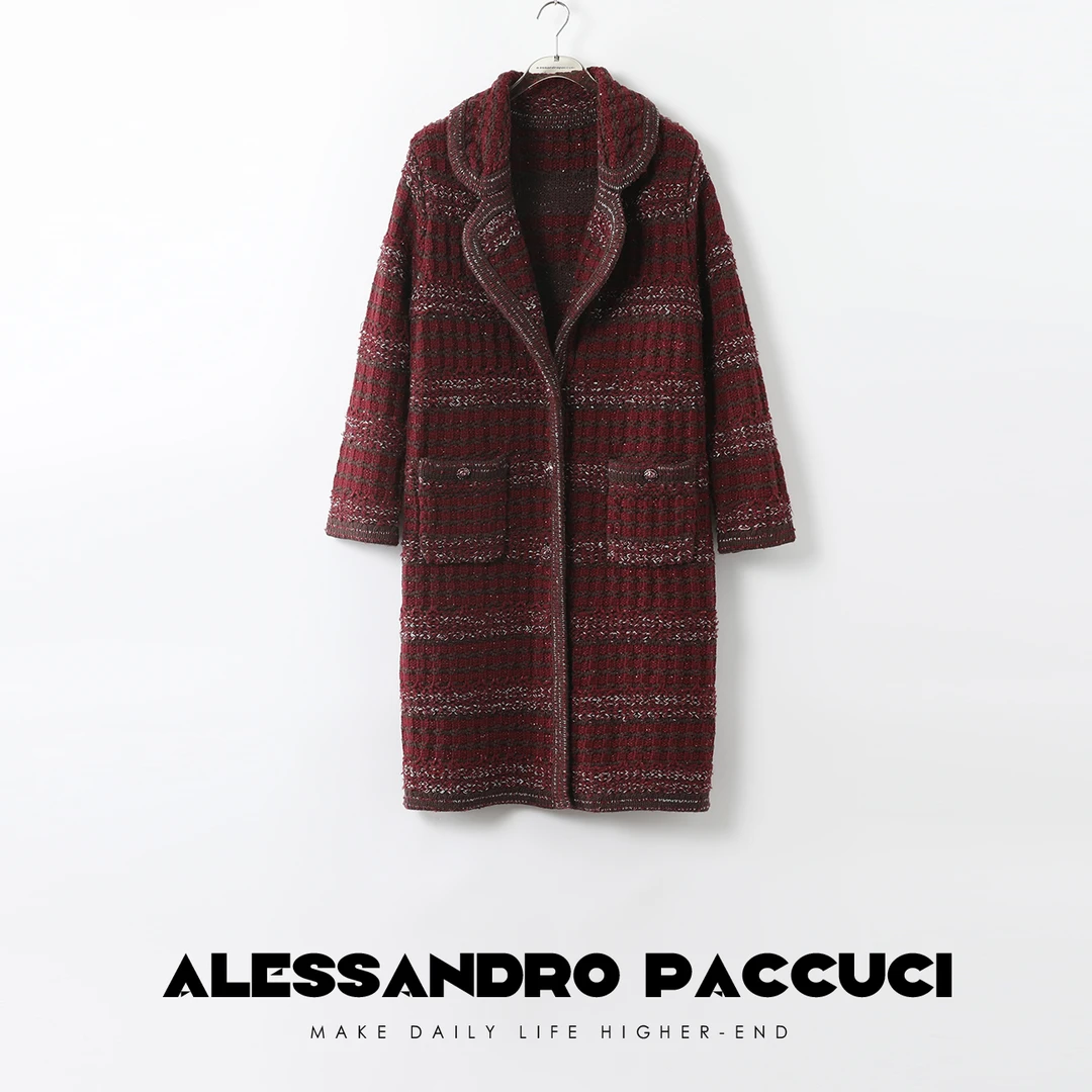 【孤品特价不退换】AP洛哥26398千克重羊毛混纱 棒针复古针织大衣