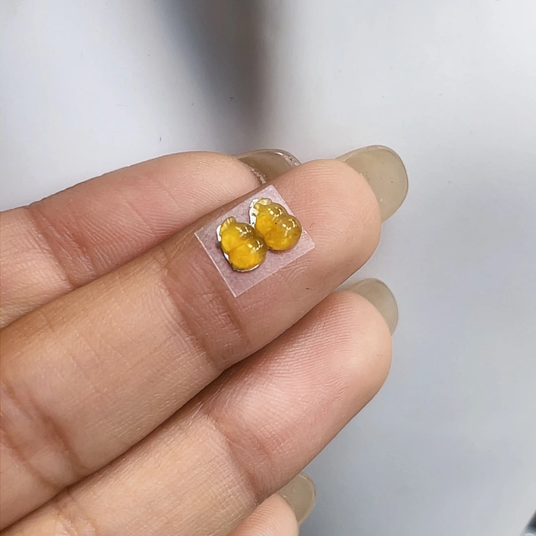 裸石翡翠JF黄翡葫芦一对11