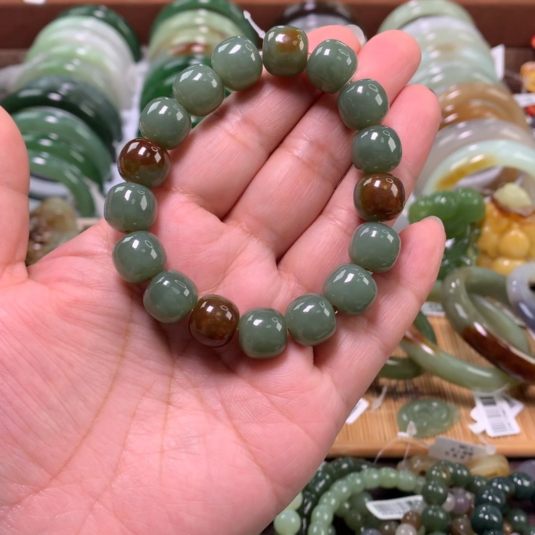 和田玉未镶嵌手链卡11_12