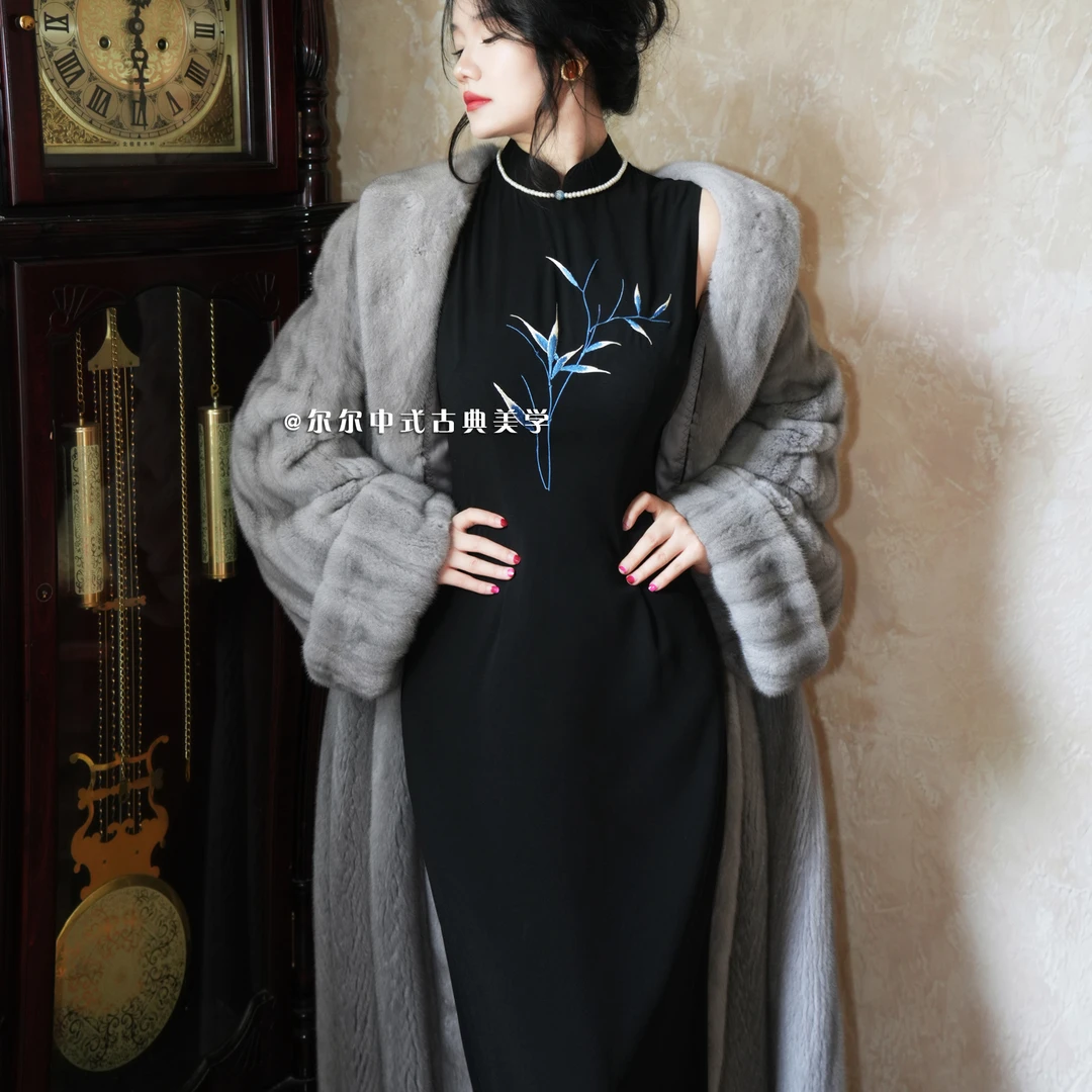 【尔尔古典美学】复古新中式刺绣气质旗袍【南山竹】夏季修身显瘦日常