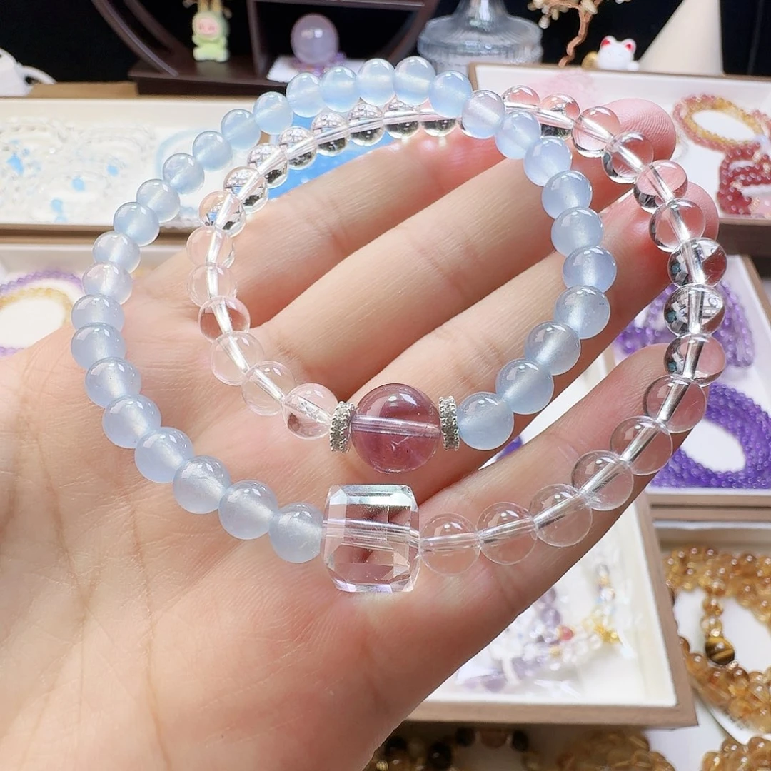 水晶手链未镶嵌白水晶海蓝宝