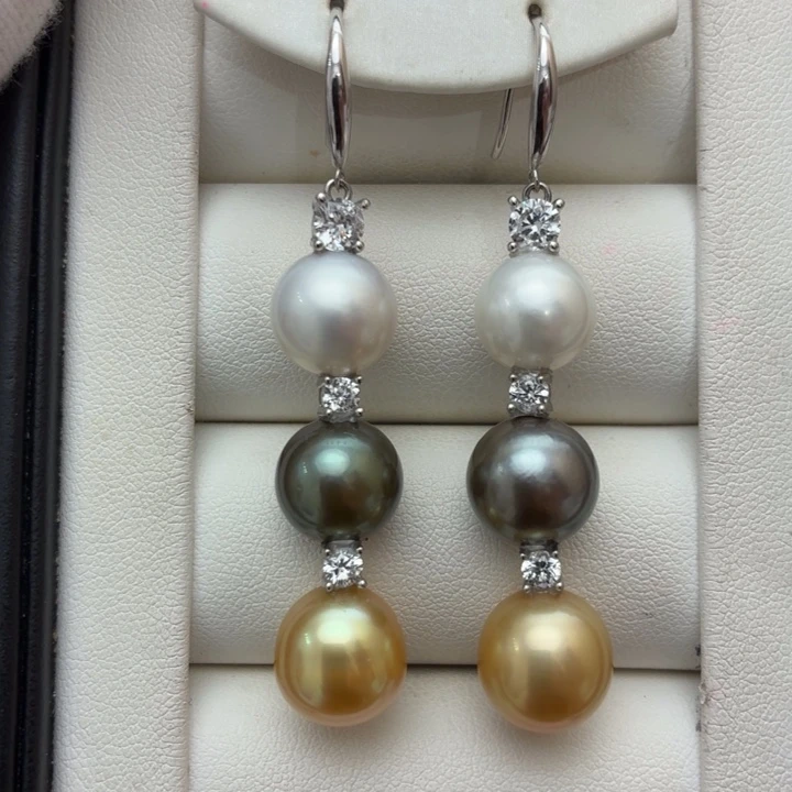 银S925镶嵌耳饰海水珍珠