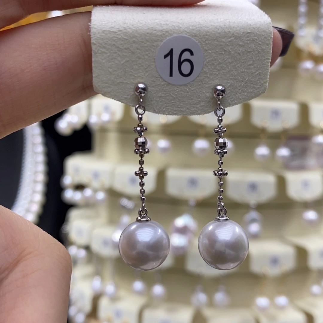 银S925镶嵌淡水珍珠耳饰