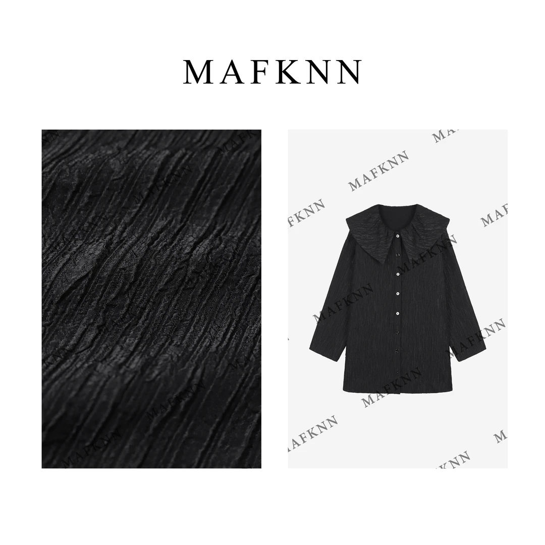 MAFKNN/玛肯时尚休闲简约纯色百搭翻领纽扣长袖衬衫MK11882