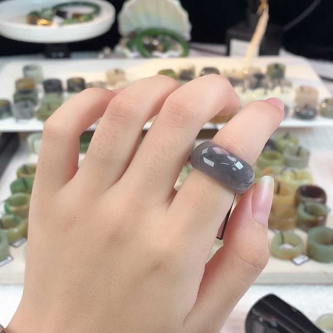 和田玉未镶嵌戒指x150冰透紫轮胎16.1不退换