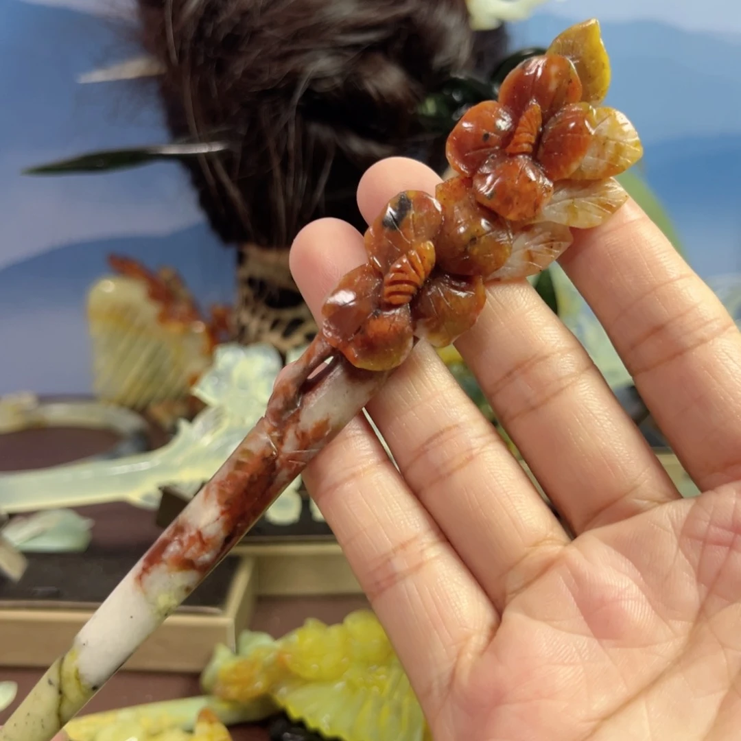 蛇纹石玉发饰合金