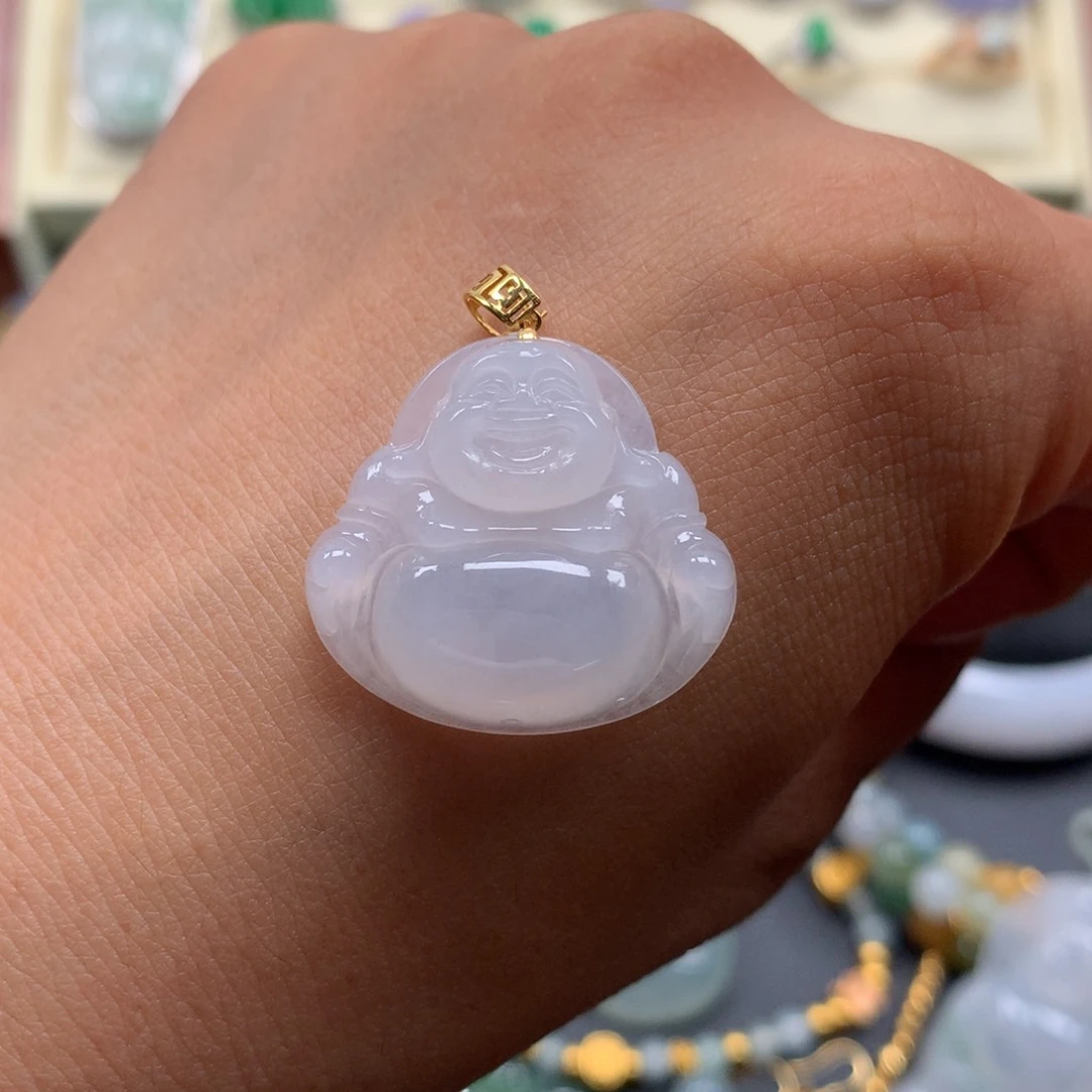 颈饰18K金镶嵌翡翠佛公