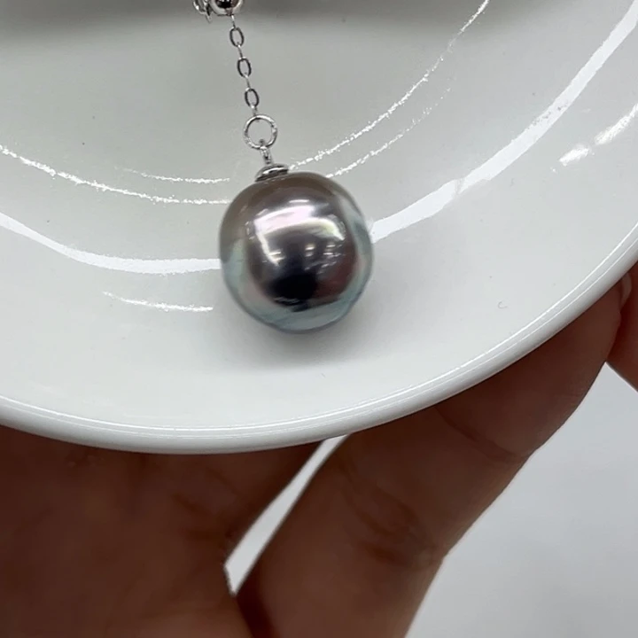 银S925镶嵌套链海水珍珠12-13mm