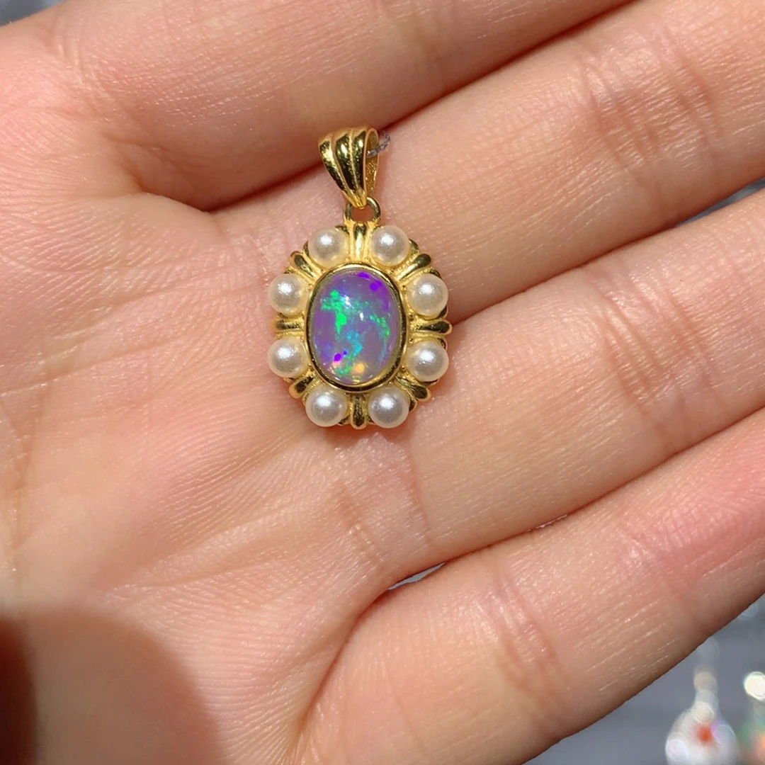 欧泊吊坠h银S925镶嵌福利