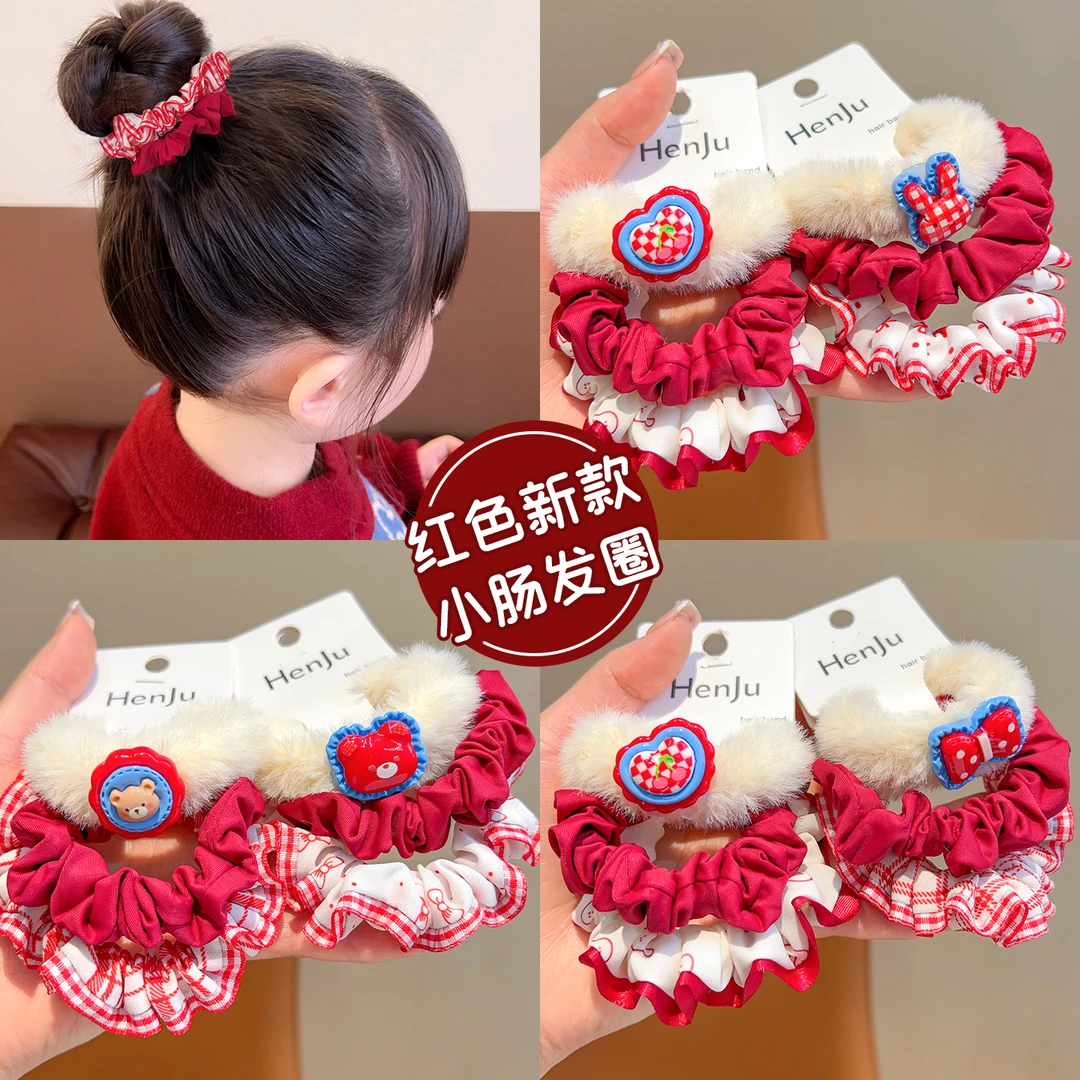 【儿童】新款甜美蕾花边牛仔发圈时尚百搭少女发绳高颜值百搭马尾