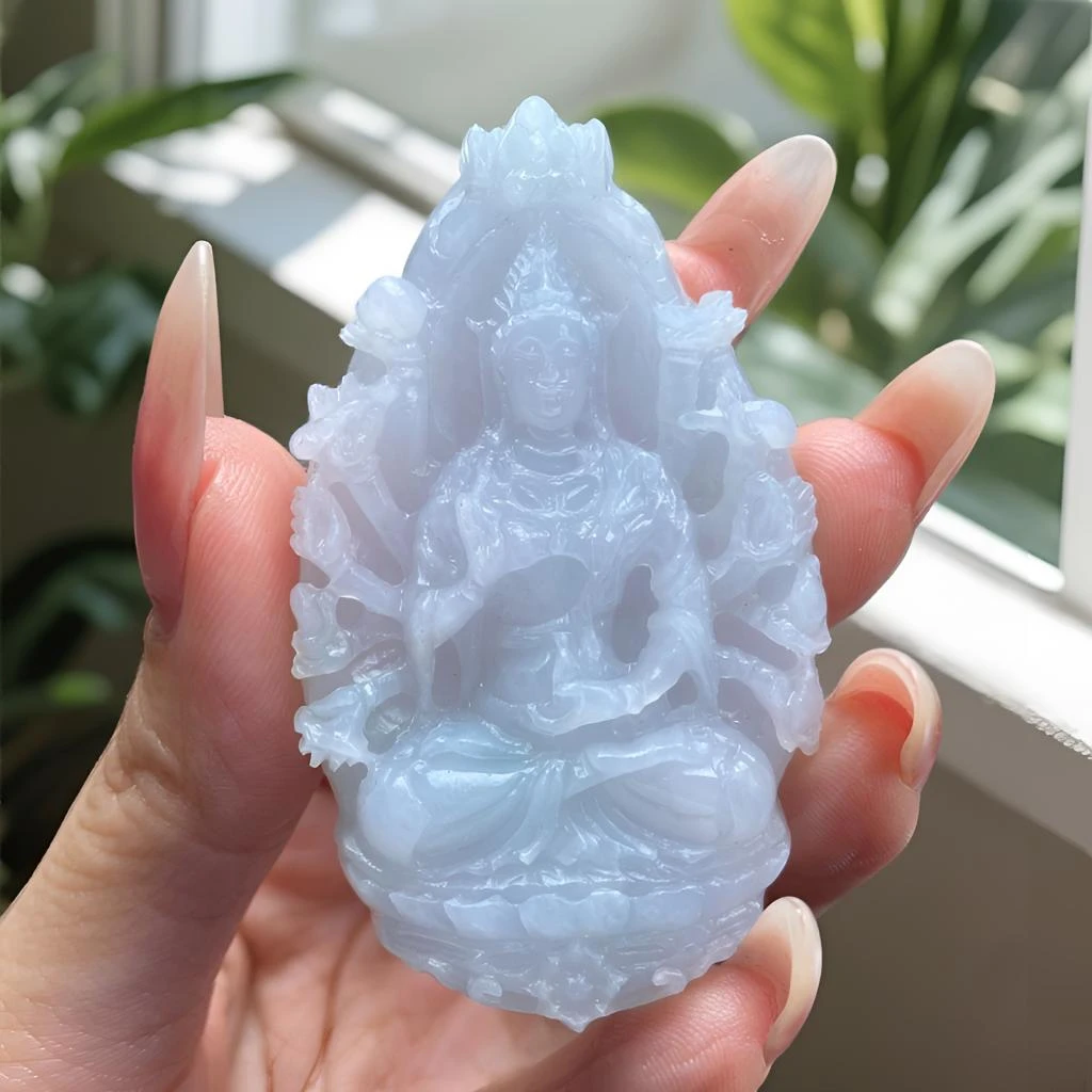 定制翡翠 白月光千手观音  属鼠守护 毛货买断 尺寸64*37*10mm