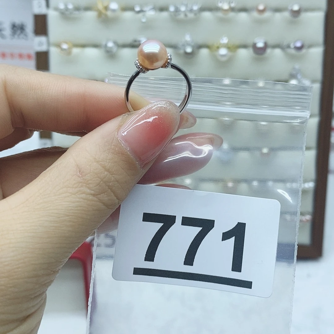 淡水珍珠戒指银S925镶嵌向**花771