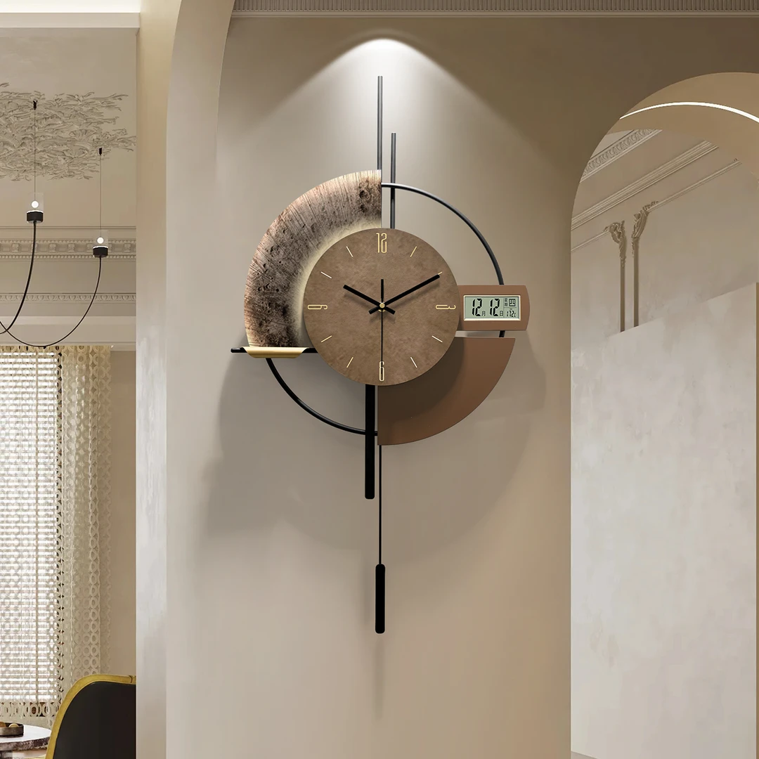 轻奢风客厅挂钟2025年新款时钟挂墙万年历带灯挂表高级感艺术钟表