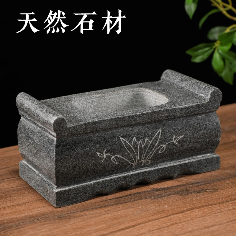 石雕石头方香炉寺庙上香祠堂户外烧香插香上香具用品石头香座