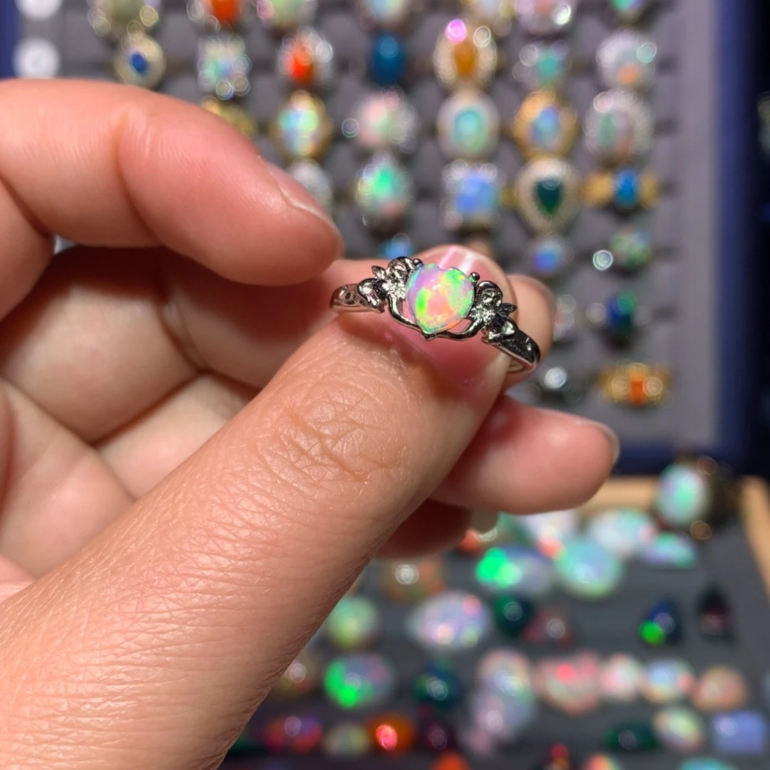 欧泊戒指款式银S925镶嵌