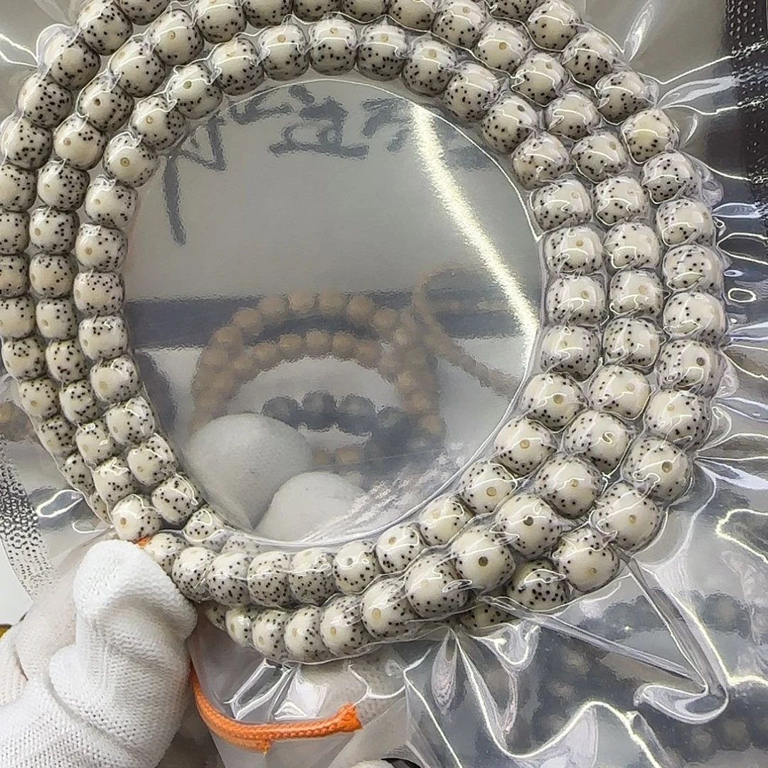 星月菩提手串卡8瓷白月朗针尖星