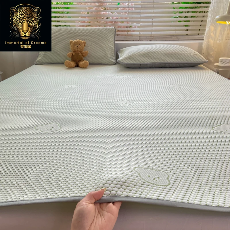 梦仙宝新款A类提花小冰熊三件套冷感凉豆豆软凉席冰豆豆水洗凉席