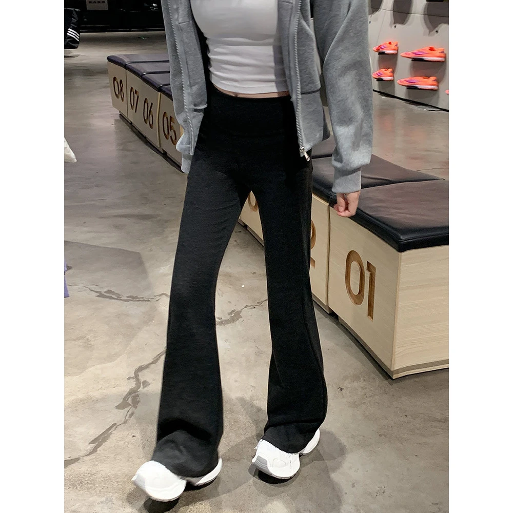 微喇裤女秋冬加绒低腰垂感外穿打底裤小个子运动瑜伽喇叭卫裤