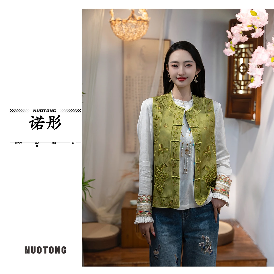 新中式双面可穿宋锦国风中国风高定气质马甲{诺彤}JM2900