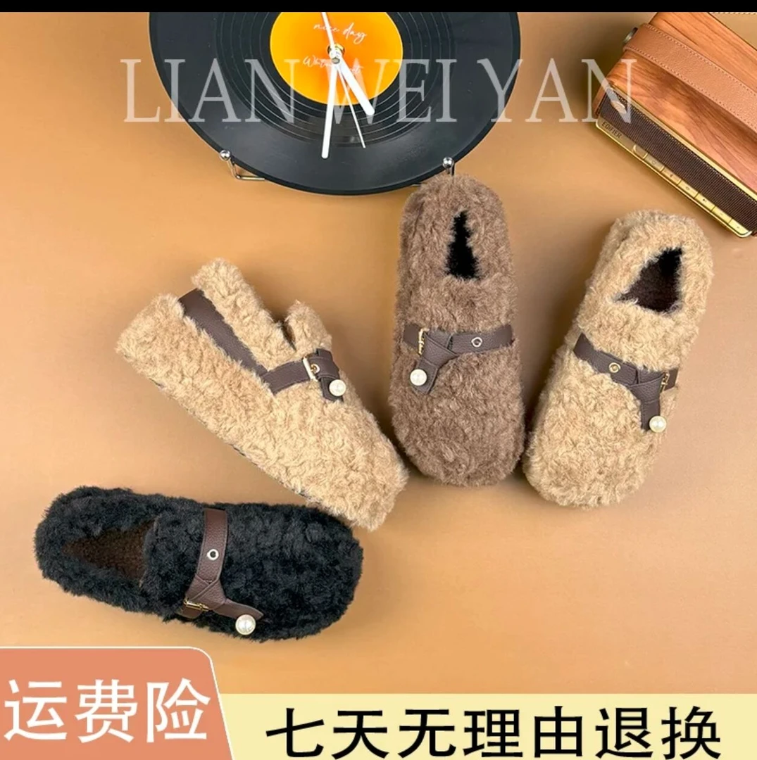 厚底坡跟毛毛鞋女外穿2025秋冬新款高跟小个子增高松糕跟棉鞋女鞋