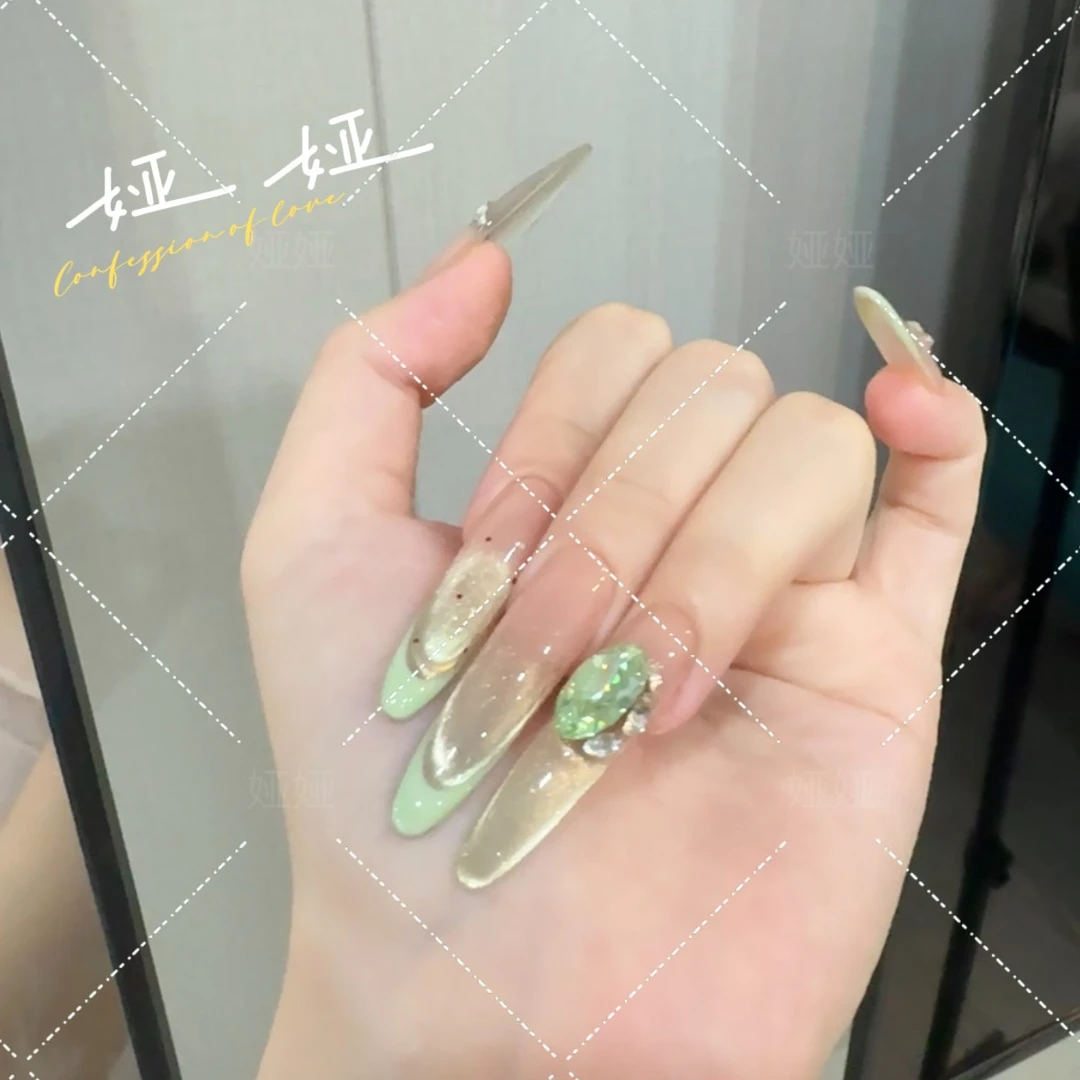 【清凉一梦】纯手工穿戴甲气质款光疗美甲成品可拆卸10片