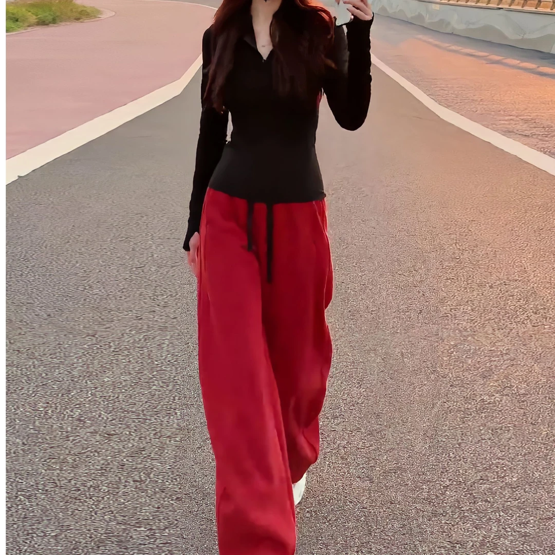 欧货休闲运动套装女春秋2025新款时尚洋气修身上衣跑步两件套显瘦