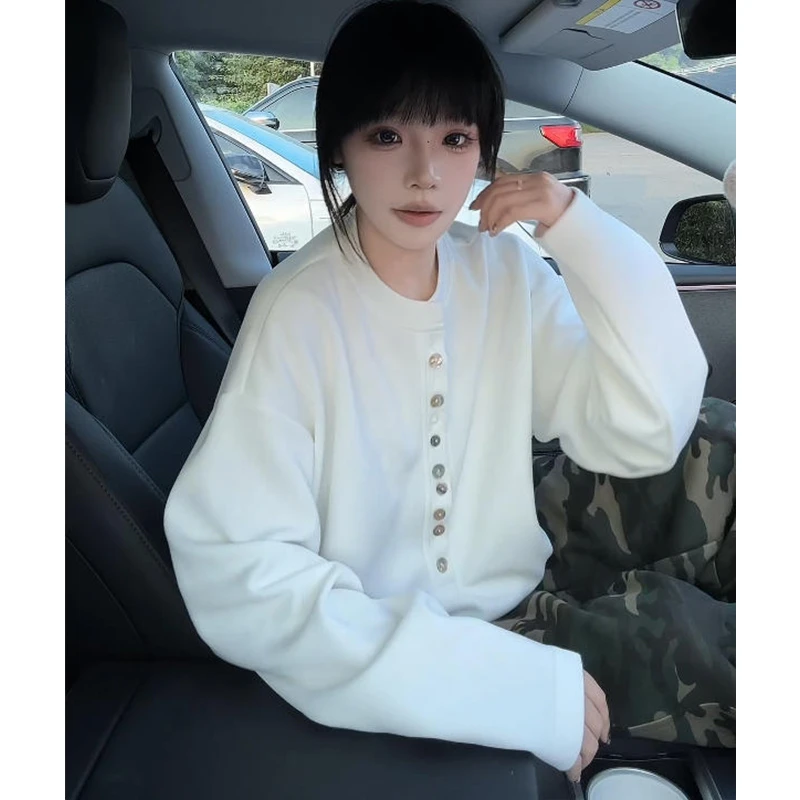 亨利领卫衣男女同款秋季多纽扣不规则长袖T恤cleanfit内搭打底衫