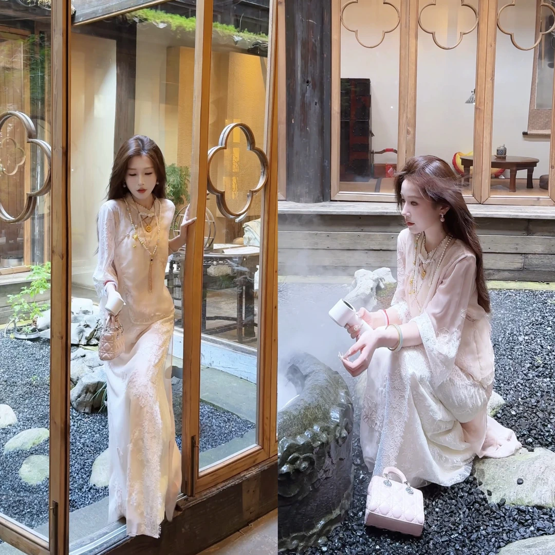 【婷婷】《粉纸鸢》国风刺绣浪漫蕾丝花边套装 TTZ2SX585【Q】