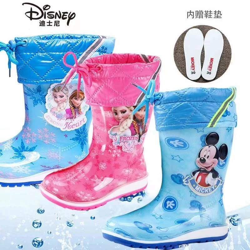 迪士尼男女童儿童雨鞋防水防滑可拆卸雨靴宝宝学生高筒雨鞋