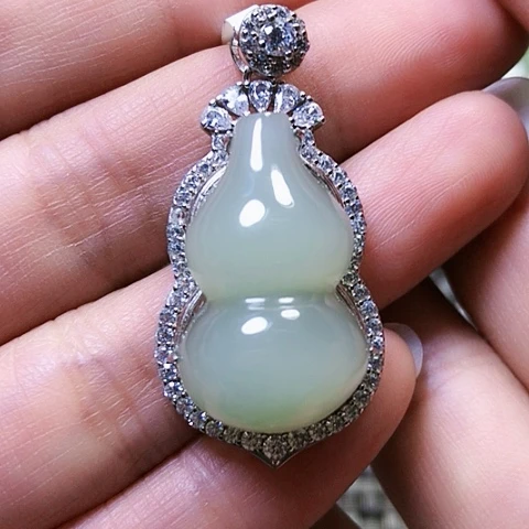 和田玉挂件银S925镶嵌