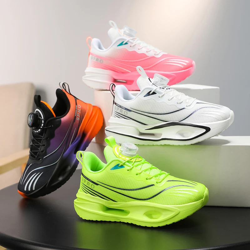 夏季儿童新款2025网面透气运动鞋旋转扣童鞋中大童男女童跑步鞋