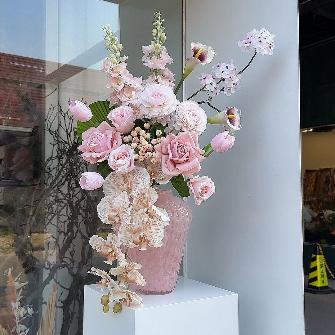 【怦然心动】原创设计高质感香槟粉色仿真花成品插花餐桌花艺假花