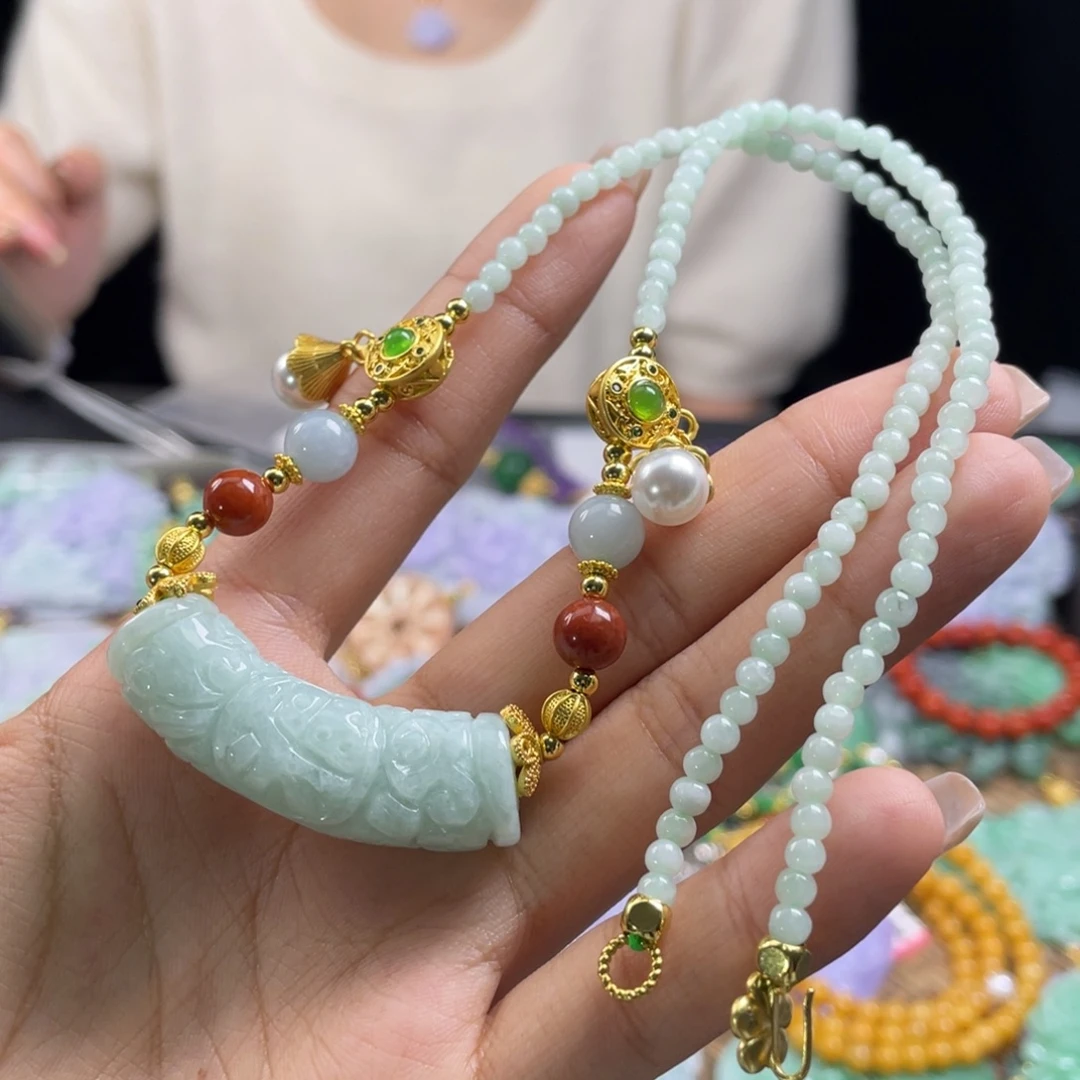 翡翠未镶嵌颈饰代编织