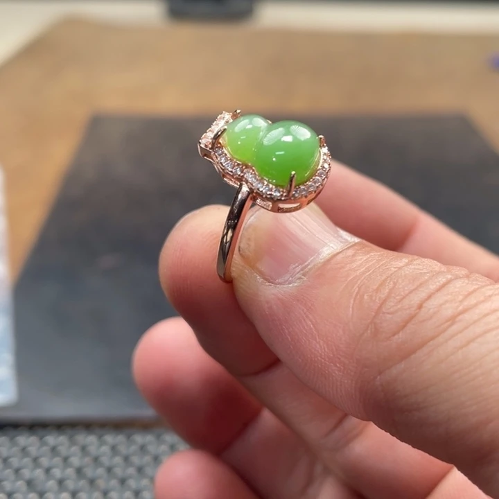 和田玉戒指银S925镶嵌