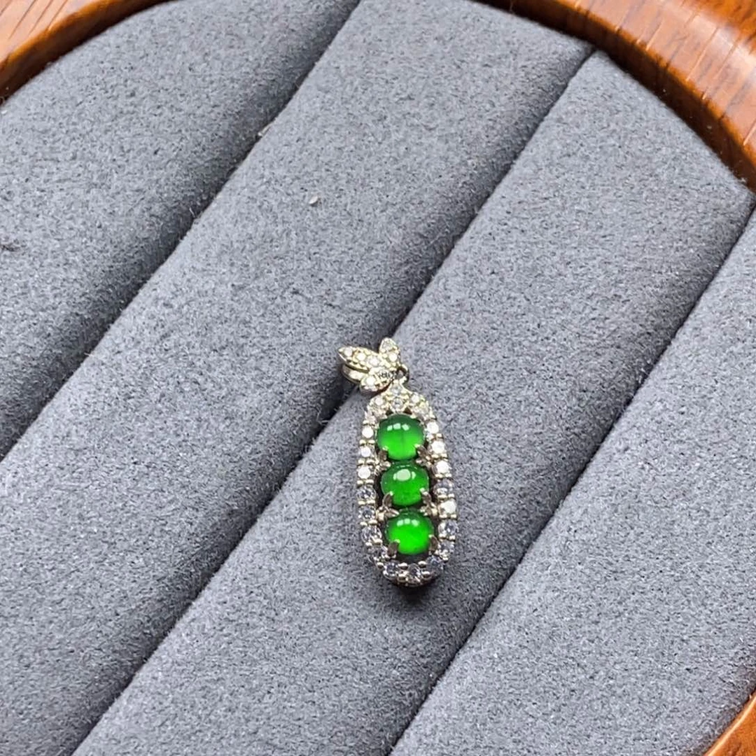翡翠颈饰银S925镶嵌锦*翡翠