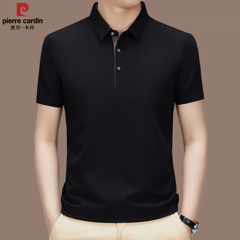 皮尔卡丹男士冰丝短袖T恤2025夏季薄款透气高档无痕POLO衫上衣潮