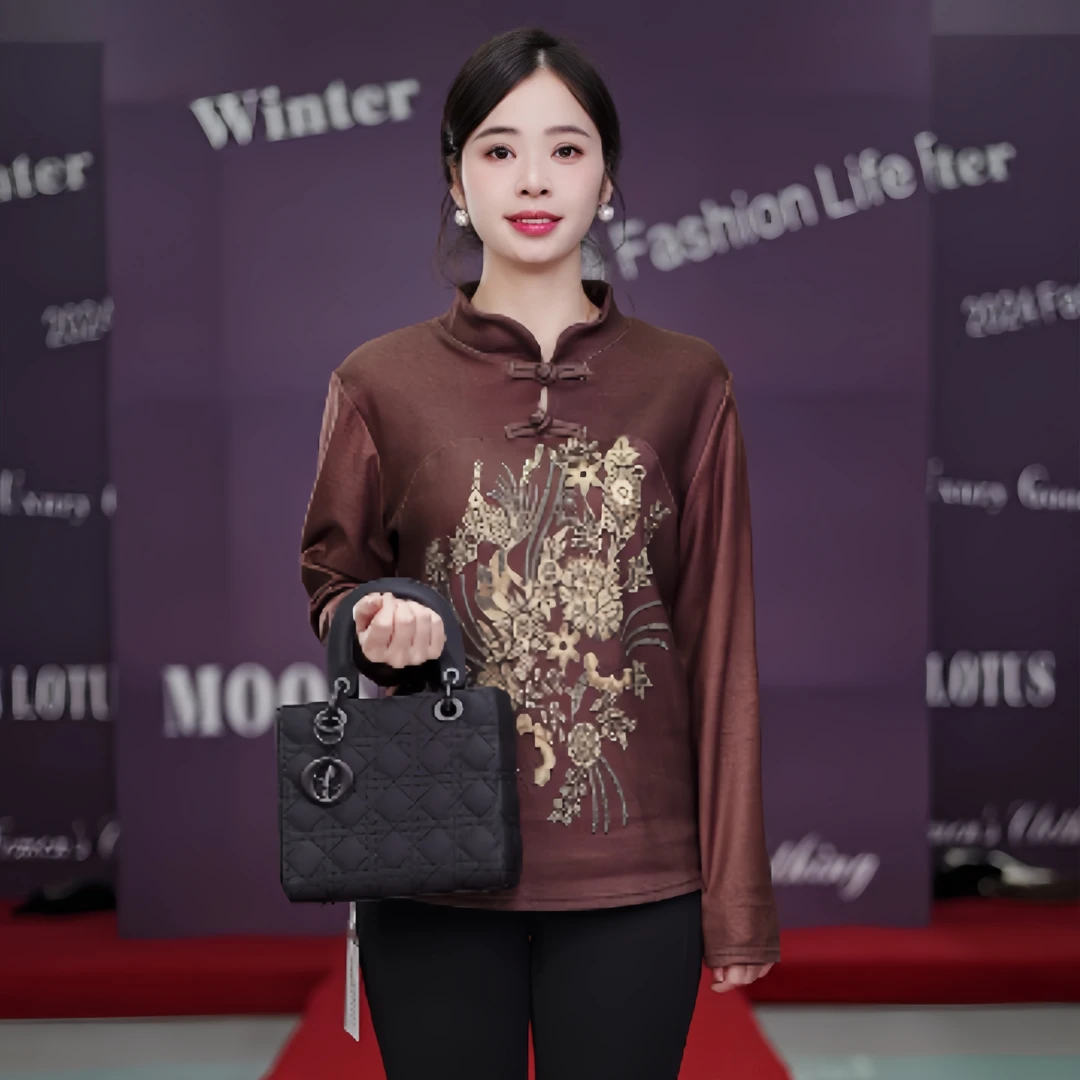 2024新中式时尚复古气质绣花短款民族风女士秋冬上衣 2438