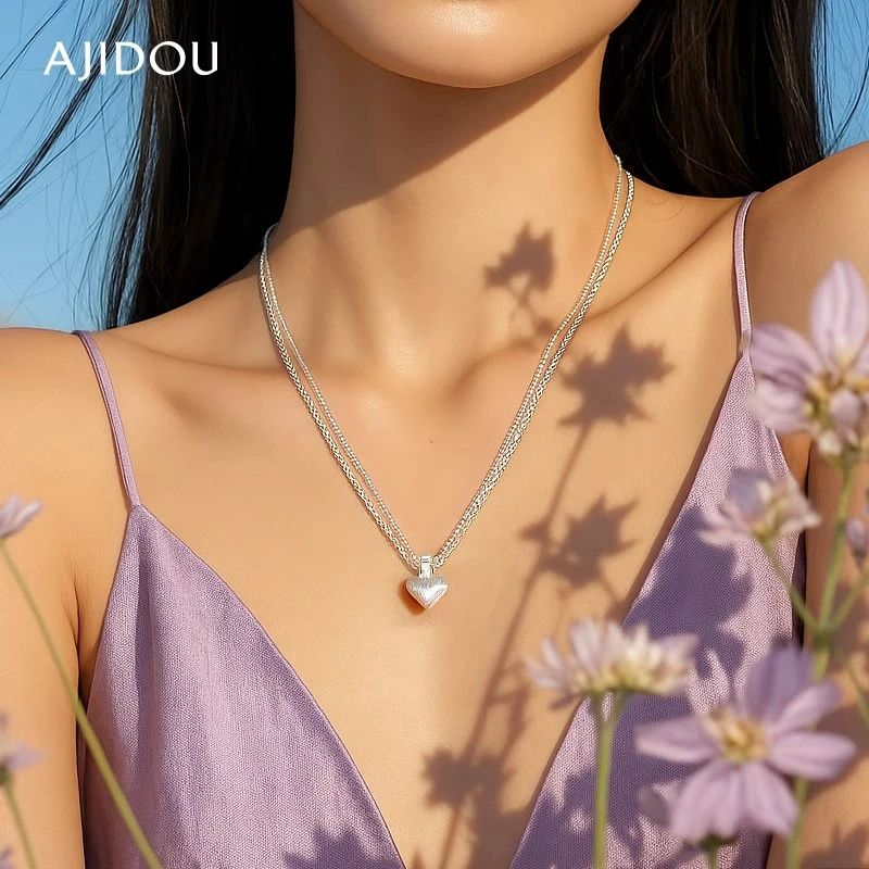 合金项链 AJIDOU阿吉豆时尚叠戴爱心个性吊坠精致轻奢【NS】