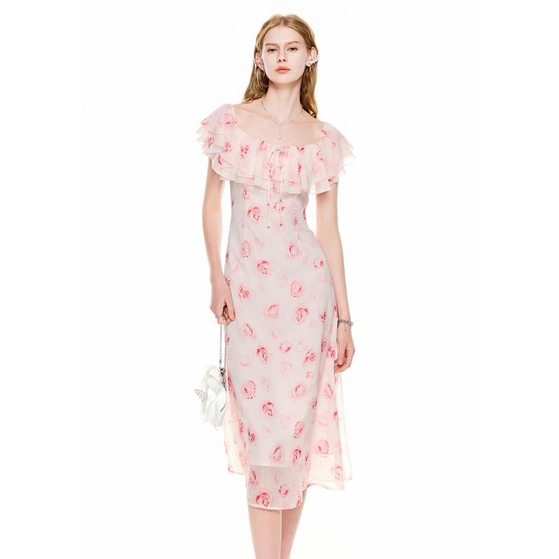 MISSCOCOON夏大方领层叠荷叶边连衣裙02